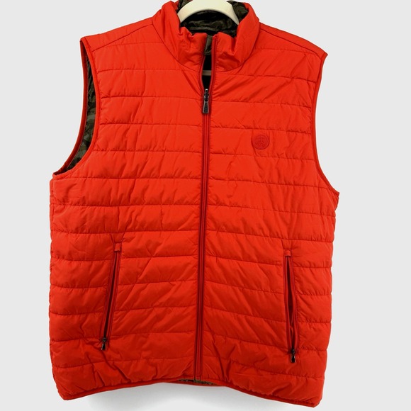 Brooks Brothers Thermore EVODown Puffer Vest Mens L Orange Lightweight - Picture 1 of 14
